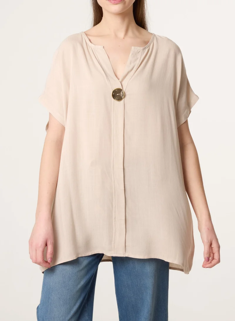 Blue Vanilla Short-Sleeve Tunic Top